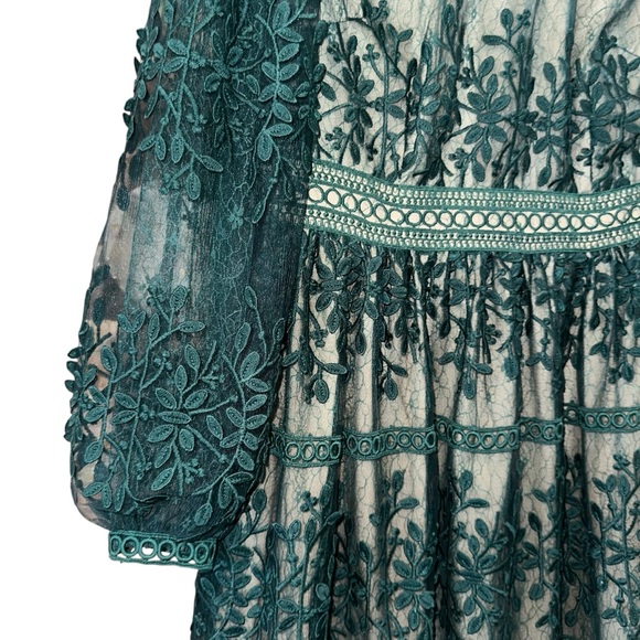 Hunter Green Lace Large Ivy City Co Sicily Lined Floral Midi Dress L Fall Fancy - Picture 3 of 13
